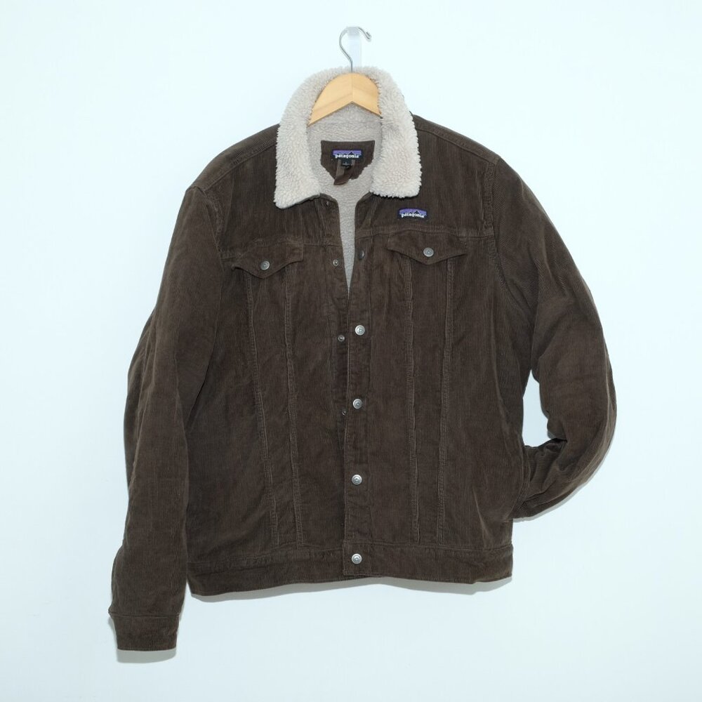Patagonia Corduroy Trucker Jacket Mens Large Sherpa Pile Lined Organic Cotton